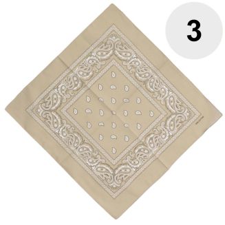 Fako Fashion - Bandana - Hoofddoek - Mondbescherming - Zakdoek - Paisley - Beige - 3 Stuks
