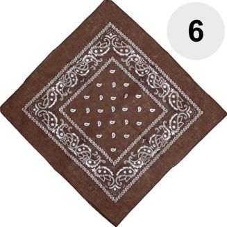 Fako Fashion® - Bandana - Hoofddoek - Mondbescherming - Zakdoek - Paisley - Bruin - 6 Stuks