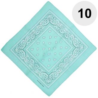 Fako Fashion® - Bandana - Hoofddoek - Mondbescherming - Zakdoek - Paisley - Mintgroen - 10 Stuks