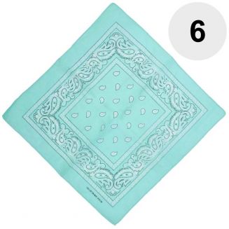 Fako Fashion® - Bandana - Hoofddoek - Mondbescherming - Zakdoek - Paisley - Mintgroen - 6 Stuks