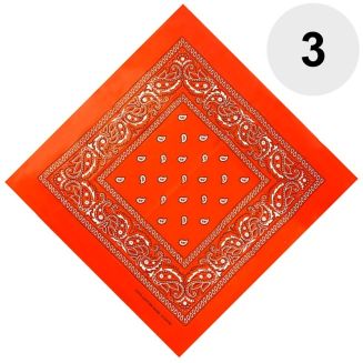 Fako Fashion - Bandana - Hoofddoek - Mondbescherming - Zakdoek - Paisley - Donker Oranje - 3 Stuks