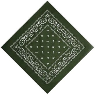 Merkloos - Bandana - Hoofddoek - Mondbescherming - Zakdoek - Paisley - Legergroen / Army
