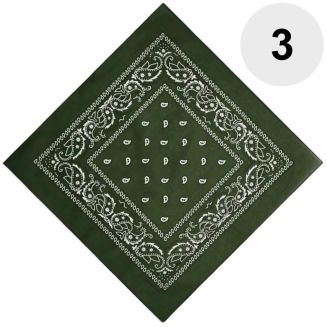 Fako Fashion - Bandana - Hoofddoek - Mondbescherming - Zakdoek - Paisley - Legergroen / Army - 3 Stuks