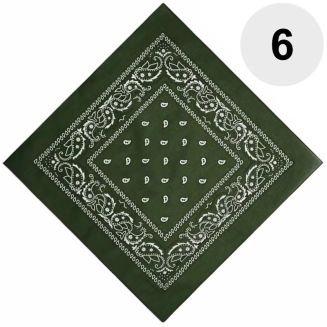 Fako Fashion® - Bandana - Hoofddoek - Mondbescherming - Zakdoek - Paisley - Legergroen / Army - 6 Stuks