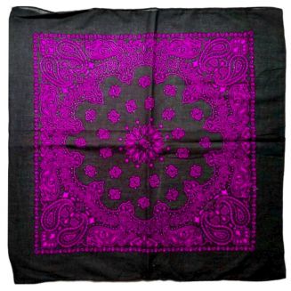 Fako Fashion® - Paisley Bandana - Two Tone Black - 2-Kleurig - Zwart-Fuchsia