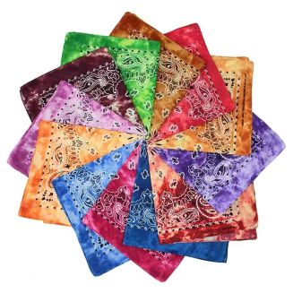 Fako Bijoux Bandana Tie Dye Set - Paisley Bandana's - 9 Stuks Paisley Boeren Zakdoek - Bandana 9 Kleuren - Bandana Heren - Dames - 9 stuks