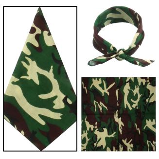 Merkloos - Bandana - Hoofddoek - Mondbescherming - Zakdoek - Camouflage - Groen       