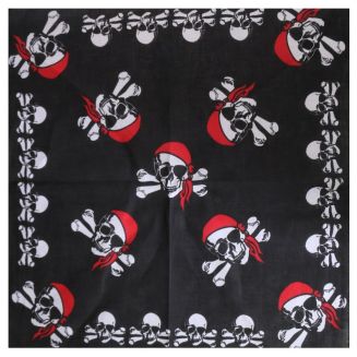 Fako Fashion® - Bandana - Hoofddoek - Sjaal - Skull / Schedel - 53x53cm - Zwart/Rood