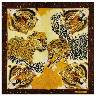 Fako Fashion® - Bandana - Hoofddoek - Sjaal - Tijger & Luipaard Print - 53x53cm - Bruin/Beige