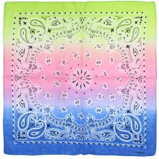 Fako Fashion® - Paisley Bandana - Tri Tone - Tricolore - 3-Kleurig - Geel-Roze-Blauw