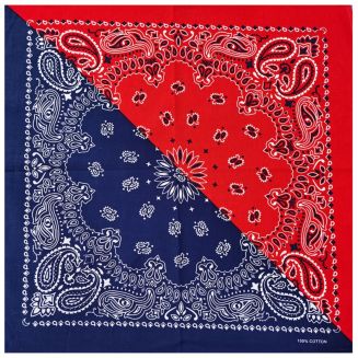 Fako Fashion® - Paisley Bandana - Half/Half - Duo - Navy Blauw/Rood