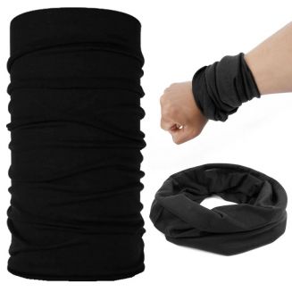 Fako Fashion® - Microfiber Faceshield - Bandana - Nekwarmer - Sjaal - Uni - Zwart