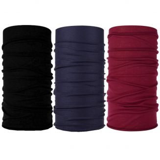 Fako Fashion® - 3-Pack Microfiber Faceshield - Bandana - Nekwarmer - Sjaal - Zwart/Navy/Bordeaux