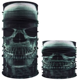 Fako Fashion® - Microfiber Faceshield - Bandana - Nekwarmer - Sjaal - Skull Groen