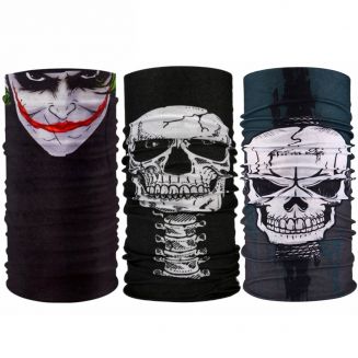 Fako Fashion® - 3-Pack Microfiber Faceshield Skull - Bandana - Nekwarmer - Sjaal Doodshoofd