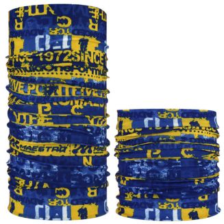 Fako Fashion® - Microfiber Faceshield - Bandana - Nekwarmer - Sjaal - Text Blauw/Geel