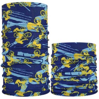 Fako Fashion® - Microfiber Faceshield - Bandana - Nekwarmer - Sjaal - Bikes Geel & Blauw