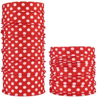 Fako Fashion® - Microfiber Faceshield - Bandana - Nekwarmer - Sjaal - Rood Witte Stippen