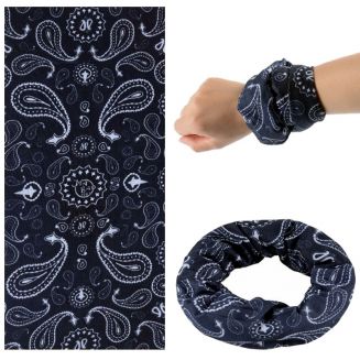 Fako Fashion® - Microfiber Faceshield - Bandana - Nekwarmer - Sjaal - Paisley Zwart