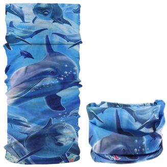 Fako Fashion® - Microfiber Faceshield - Bandana - Nekwarmer - Sjaal - Dolfijnen