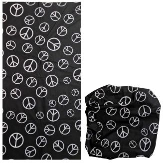 Fako Fashion® - Microfiber Faceshield - Bandana - Nekwarmer - Sjaal - Peace Zwart