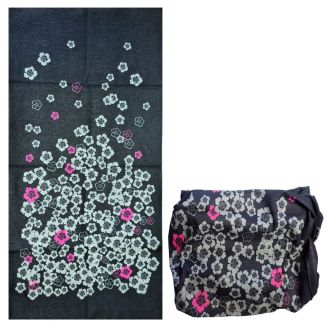 Fako Fashion® - Microfiber Faceshield - Bandana - Nekwarmer - Sjaal - Bloemetjes Zwart/Roze