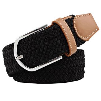 Fako Fashion® - Elastische Riem - Canvas - Gevlochten - 105cm - 33mm - Zwart