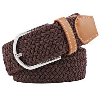 Elastische Riem - Canvas - Gevlochten - 105cm - 33mm - Donkerbruin
