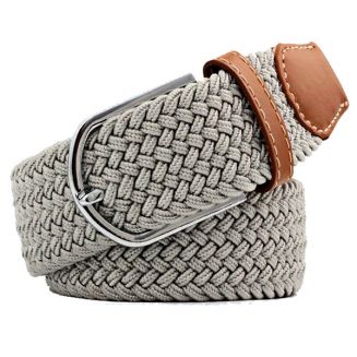 Fako Fashion® - Elastische Riem - Canvas - Gevlochten - 105cm - 33mm - Lichtgrijs