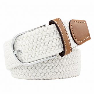 Fako Fashion® - Elastische Riem - Canvas - Gevlochten - 105cm - 33mm - Wit