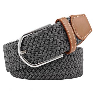 Fako Fashion® - Elastische Riem - Canvas - Gevlochten - 105cm - 33mm - Donkergrijs