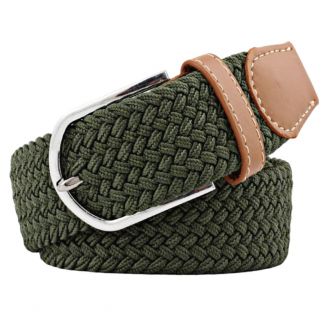 Fako Fashion® - Elastische Riem - Canvas - Gevlochten - 105cm - 33mm - Donkergroen