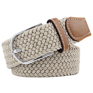 Fako Fashion® - Elastische Riem - Canvas - Gevlochten - 105cm - 33mm - Licht Khaki