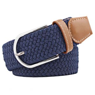 Fako Fashion® - Elastische Riem - Canvas - Gevlochten - 105cm - 33mm - Donkerblauw