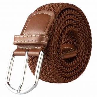Fako Fashion® - Elastische Riem - Canvas - Gevlochten - 105cm - 33mm - Bruin