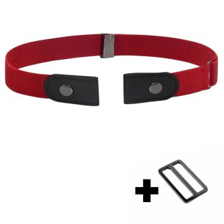 Merkloos - Riem Zonder Gesp - Gespvrije Riem - Elastische riem - Rekbare Riem - Broekriem Zonder Gesp - Stretch Riem - Zwangerschapsriem - Rood