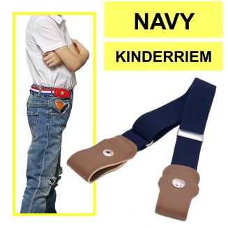 Fako Fashion® - Kinderriem Zonder Gesp - Gespvrije Riem Kinderen - Elastische Riem - Rekbare Riem - Broekriem Zonder Gesp - Stretch Riem - Navy Blauw