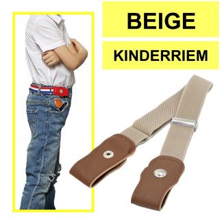 Fako Fashion® - Kinderriem Zonder Gesp - Gespvrije Riem Kinderen - Elastische Riem - Rekbare Riem - Broekriem Zonder Gesp - Stretch Riem - Beige