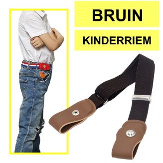 Fako Fashion® - Kinderriem Zonder Gesp - Gespvrije Riem Kinderen - Elastische Riem - Rekbare Riem - Broekriem Zonder Gesp - Stretch Riem - Bruin