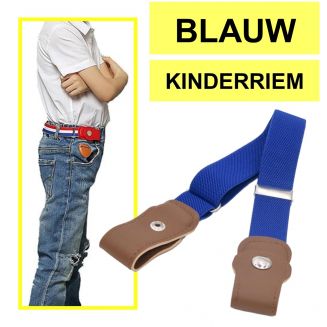 Fako Fashion® - Kinderriem Zonder Gesp - Gespvrije Riem Kinderen - Elastische Riem - Rekbare Riem - Broekriem Zonder Gesp - Stretch Riem - Blauw