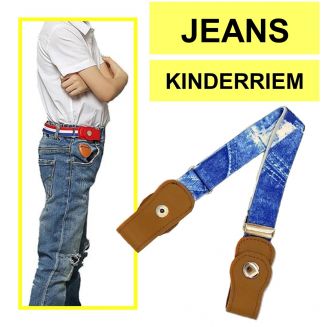 Fako Fashion® - Kinderriem Zonder Gesp - Gespvrije Riem Kinderen - Elastische Riem - Rekbare Riem - Broekriem Zonder Gesp - Stretch Riem - Jeans Print
