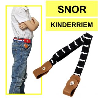 Fako Fashion® - Kinderriem Zonder Gesp - Gespvrije Riem Kinderen - Elastische Riem - Rekbare Riem - Broekriem Zonder Gesp - Stretch Riem - Snor Print