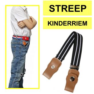 Fako Fashion® - Kinderriem Zonder Gesp - Gespvrije Riem Kinderen - Elastische Riem - Rekbare Riem - Broekriem Zonder Gesp - Stretch Riem - Gestreept Zwart/Wit