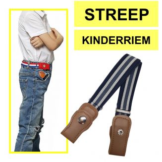 Fako Fashion® - Kinderriem Zonder Gesp - Gespvrije Riem Kinderen - Elastische Riem - Rekbare Riem - Broekriem Zonder Gesp - Stretch Riem - Gestreept Zwart/Wit/Grijs