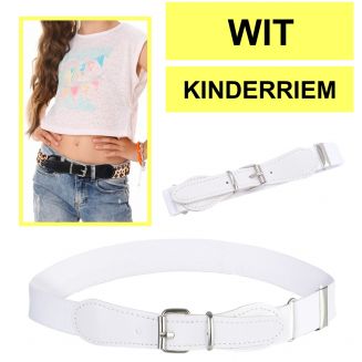 Fako Fashion® - Kinderriem Elastisch Oval - Elastische Riem Voor Kinderen - Rekbare Riem - Broekriem - Stretch Riem - Wit