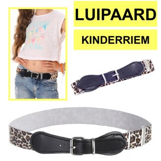 Fako Fashion® - Kinderriem Elastisch Oval - Elastische Riem Voor Kinderen - Rekbare Riem - Broekriem - Stretch Riem - Print Luipaard