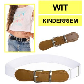 Fako Fashion® - Kinderriem Elastisch Oval - Elastische Riem Voor Kinderen - Rekbare Riem - Broekriem - Stretch Riem - Natural - Wit