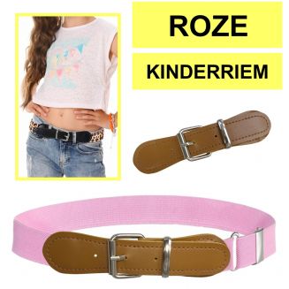 Fako Fashion® - Kinderriem Elastisch Oval - Elastische Riem Voor Kinderen - Rekbare Riem - Broekriem - Stretch Riem - Natural - Roze