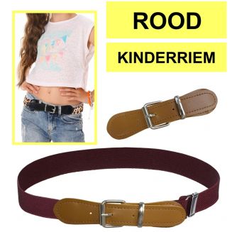 Fako Fashion® - Kinderriem Elastisch Oval - Elastische Riem Voor Kinderen - Rekbare Riem - Broekriem - Stretch Riem - Natural - Bordeaux Rood