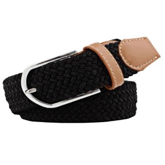 Fako Fashion® - Elastische Gevlochten Riem - Damesriem - Herenriem - Canvas - Elastisch - Gevlochten - 105cm - 25mm - Zwart